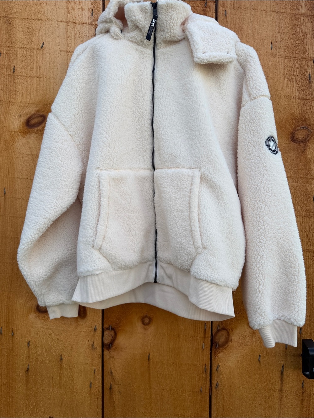 Cream Sherpa Zip-Up Jacket